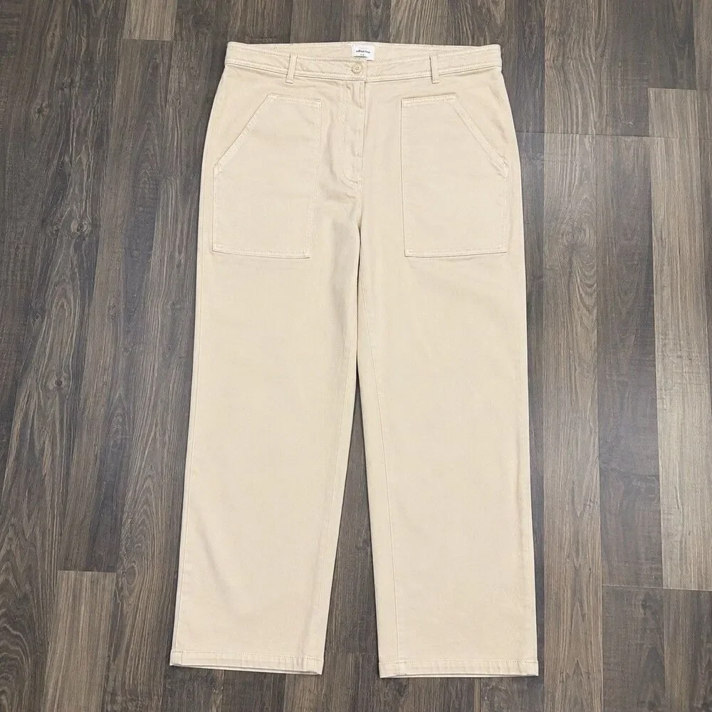 Wilfred Free Aritzia Modern Utility Straight Leg Women’s Pants Cream Sz 12 36x31